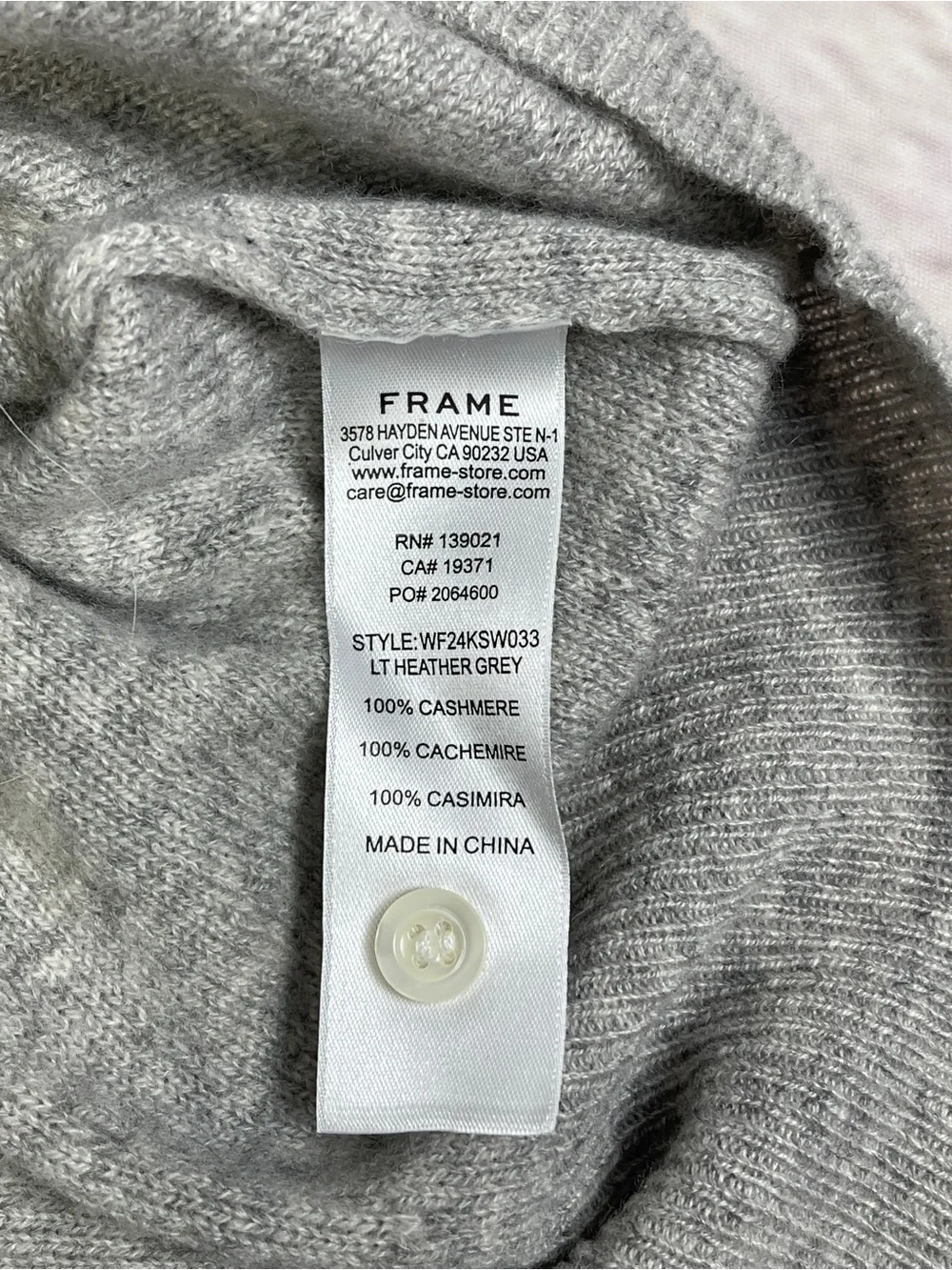 FRAME 100% cashmere soft light gray polo sweater, size L - Picture 2 of 16